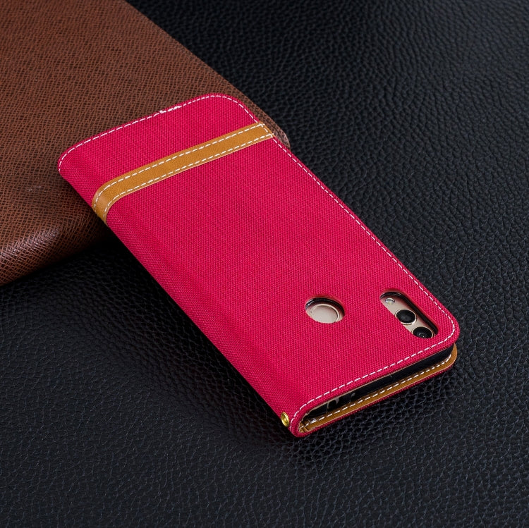 Color Matching Denim Texture Leather Case for Huawei Honor 8C, with Holder & Card Slots & Wallet & Lanyard