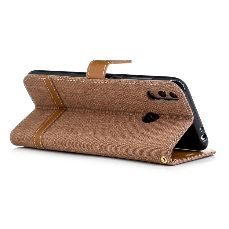 Color Matching Denim Texture Leather Case for Huawei Honor 8C, with Holder & Card Slots & Wallet & Lanyard