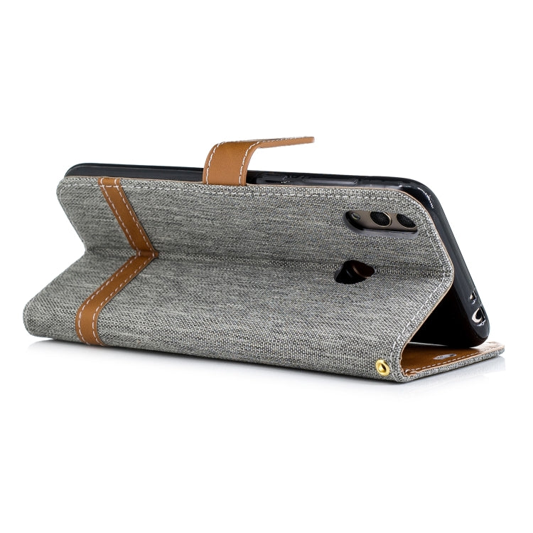 Color Matching Denim Texture Leather Case for Huawei Honor 8C, with Holder & Card Slots & Wallet & Lanyard