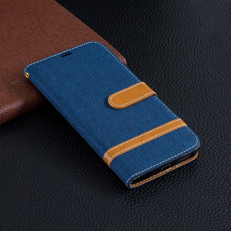 Color Matching Denim Texture Leather Case for Huawei Honor 8C, with Holder & Card Slots & Wallet & Lanyard