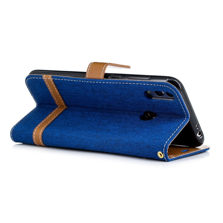 Color Matching Denim Texture Leather Case for Huawei Honor 8C, with Holder & Card Slots & Wallet & Lanyard