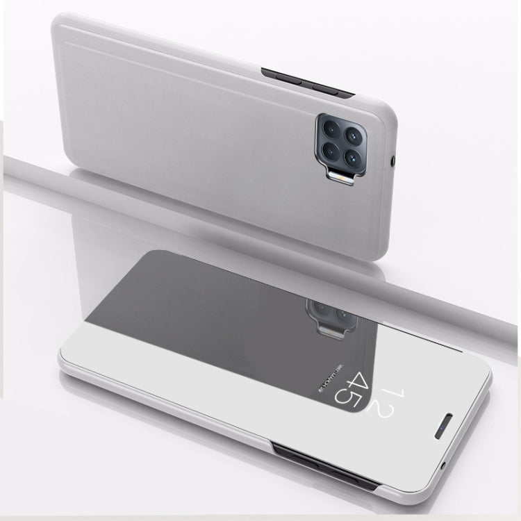 For OPPO A93/Reno4 Lite/F17 Pro/Reno 4F Plated Mirror Horizontal Flip Leather Case with Holder