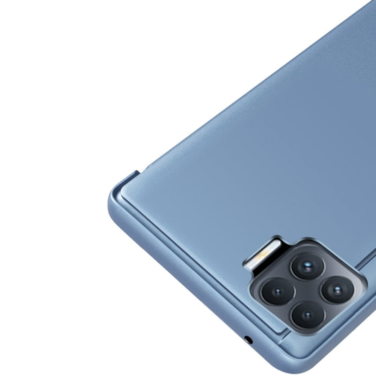 For OPPO A93/Reno4 Lite/F17 Pro/Reno 4F Plated Mirror Horizontal Flip Leather Case with Holder