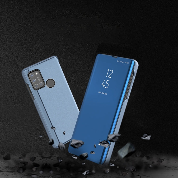 For OPPO Realme 7i/C17 Plated Mirror Horizontal Flip Leather Case with Holder