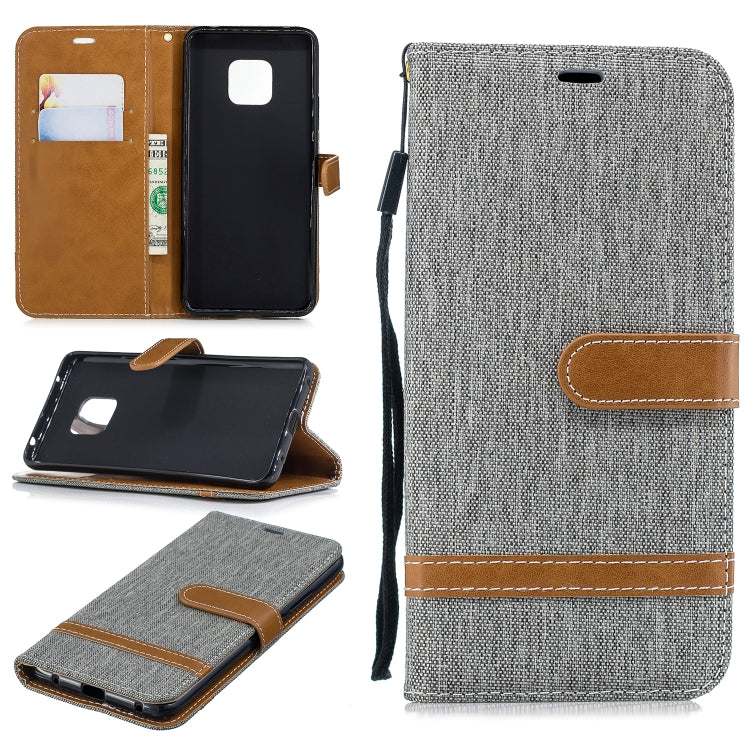 Color Matching Denim Texture Leather Case for Huawei Mate 20 Pro, with Holder & Card Slots & Wallet & Lanyard