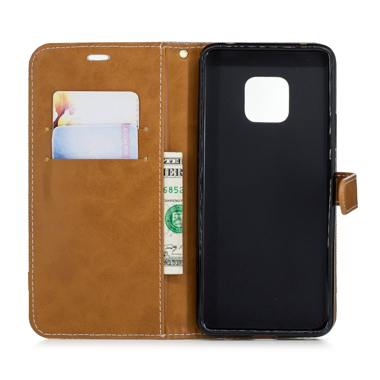 Color Matching Denim Texture Leather Case for Huawei Mate 20 Pro, with Holder & Card Slots & Wallet & Lanyard