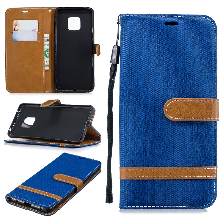 Color Matching Denim Texture Leather Case for Huawei Mate 20 Pro, with Holder & Card Slots & Wallet & Lanyard
