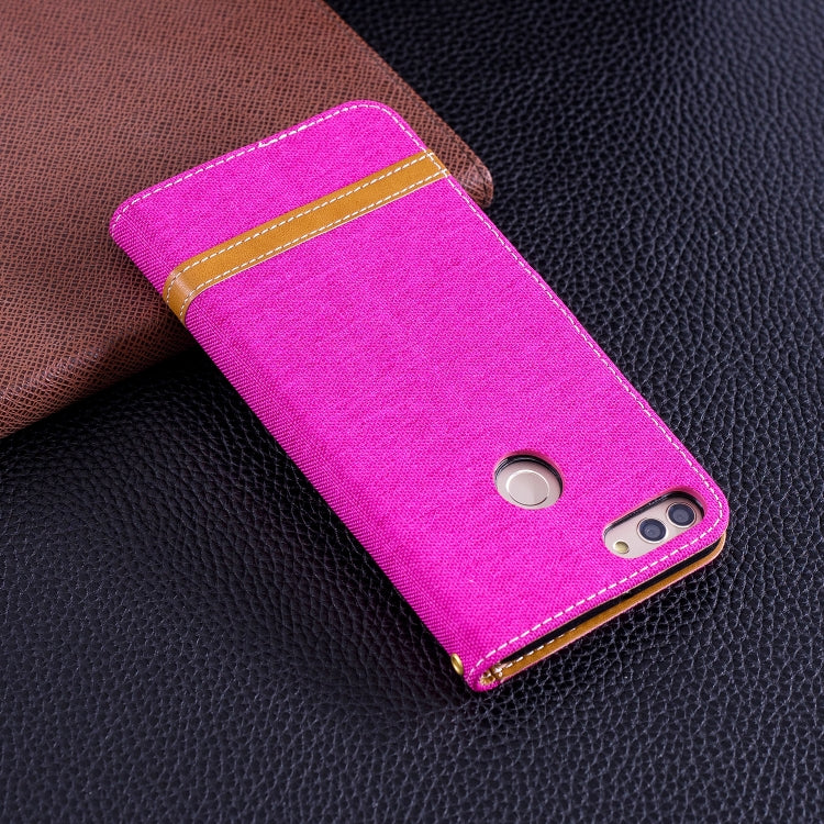 Color Matching Denim Texture Leather Case for Huawei Y9 2018 & Enjoy 8 Plus , with Holder & Card Slots & Wallet & Lanyard