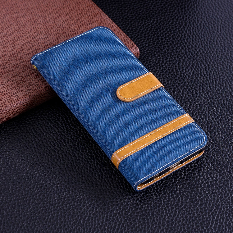 Color Matching Denim Texture Leather Case for Huawei Y9 2018 & Enjoy 8 Plus , with Holder & Card Slots & Wallet & Lanyard