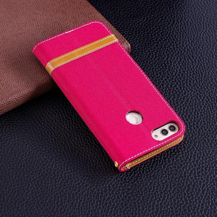 Color Matching Denim Texture Leather Case for Huawei P Smart / Enjoy 7S, with Holder & Card Slots & Wallet & Lanyard