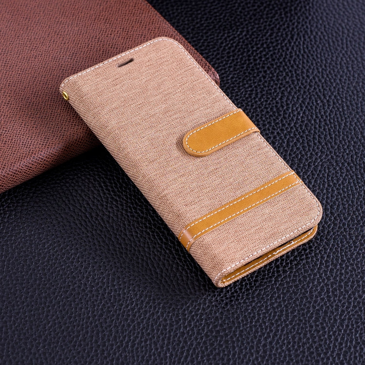 Color Matching Denim Texture Leather Case for Huawei P Smart / Enjoy 7S, with Holder & Card Slots & Wallet & Lanyard