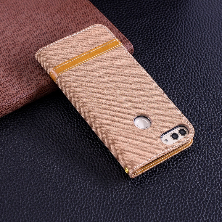 Color Matching Denim Texture Leather Case for Huawei P Smart / Enjoy 7S, with Holder & Card Slots & Wallet & Lanyard