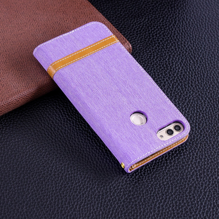 Color Matching Denim Texture Leather Case for Huawei P Smart / Enjoy 7S, with Holder & Card Slots & Wallet & Lanyard