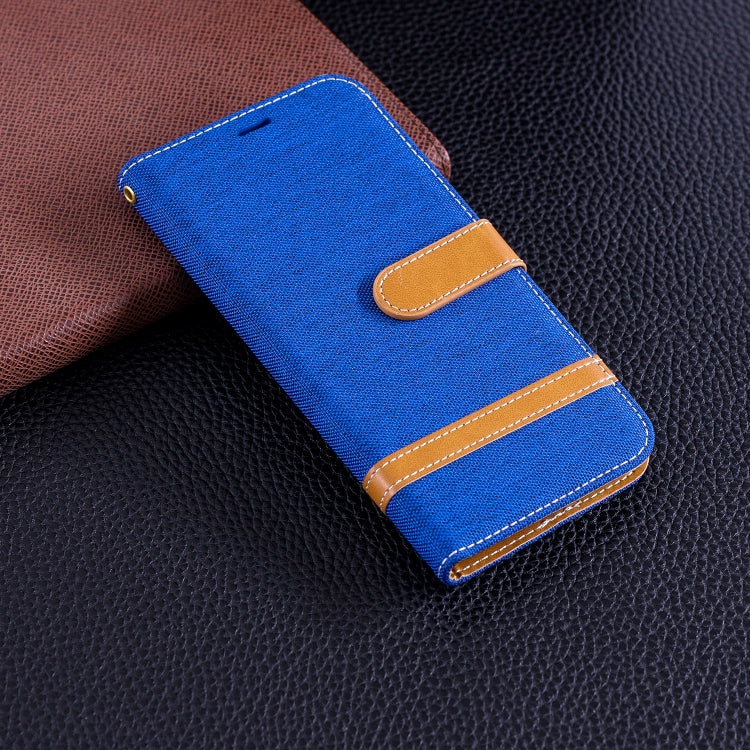 Color Matching Denim Texture Leather Case for Huawei P Smart / Enjoy 7S, with Holder & Card Slots & Wallet & Lanyard