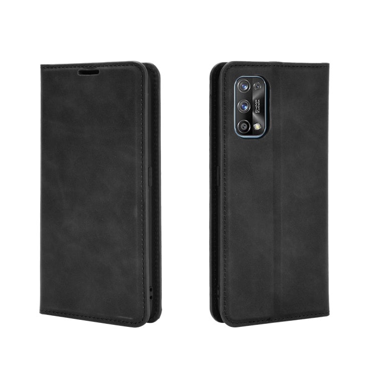 For OPPO Realme 7 Pro Retro-skin Business Magnetic Suction Leather Case with Holder & Card Slots & Wallet