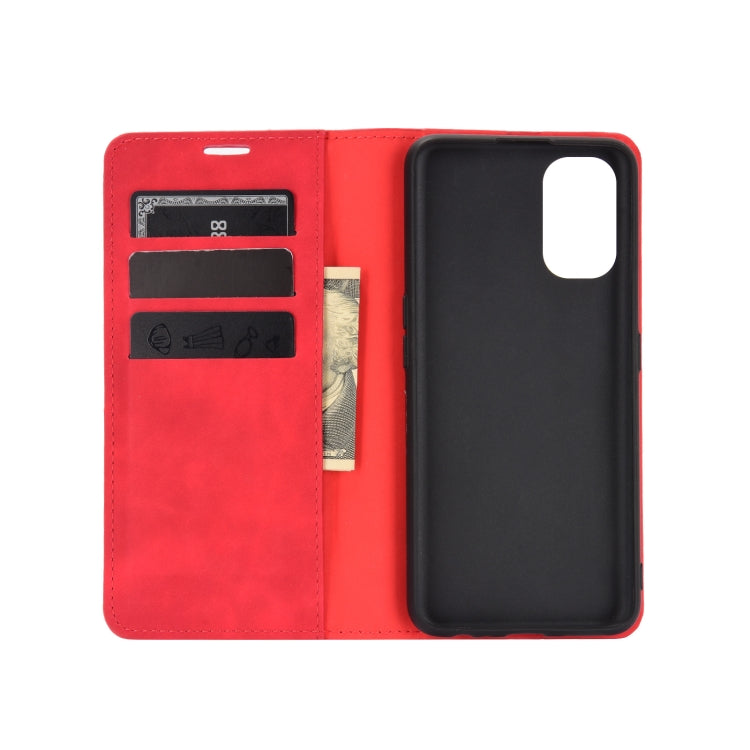 For OPPO Realme 7 Pro Retro-skin Business Magnetic Suction Leather Case with Holder & Card Slots & Wallet
