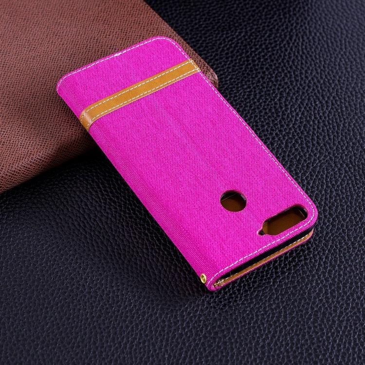 Color Matching Denim Texture Leather Case for Huawei Honor 7A & Y6 (2018), with Holder & Card Slots & Wallet & Lanyard