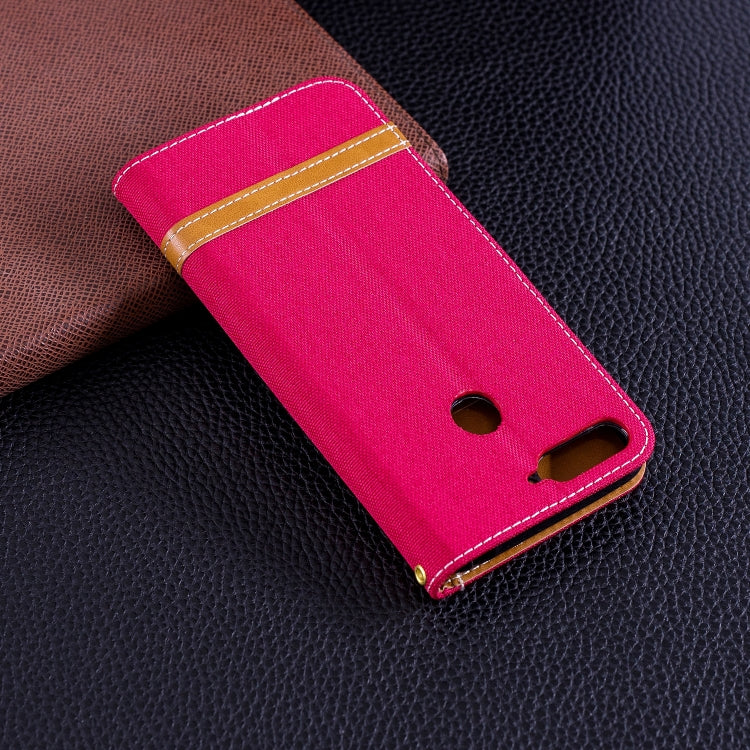 Color Matching Denim Texture Leather Case for Huawei Honor 7A & Y6 (2018), with Holder & Card Slots & Wallet & Lanyard