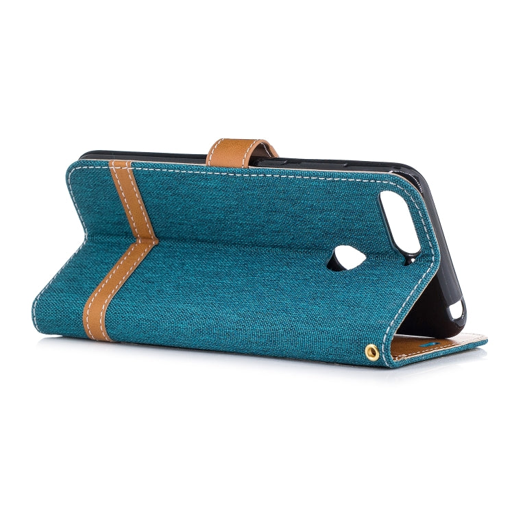 Color Matching Denim Texture Leather Case for Huawei Honor 7A & Y6 (2018), with Holder & Card Slots & Wallet & Lanyard