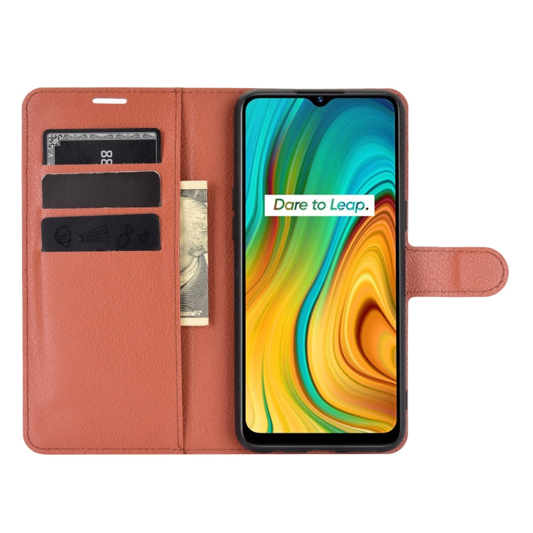 For OPPO Realme C3 Fingerprint-free version Litchi Texture Horizontal Flip Protective Case with Holder & Card Slots & Wallet