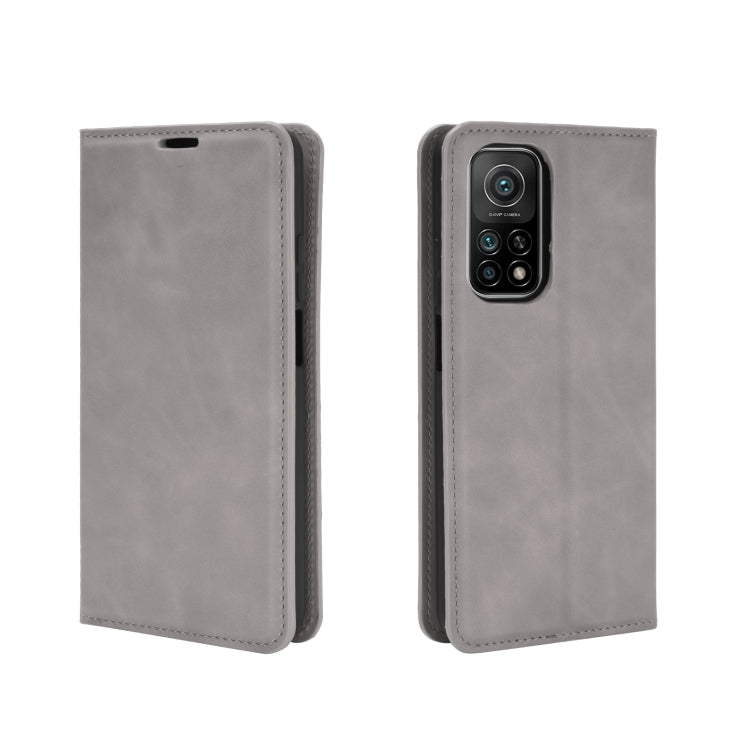 For Xiaomi Mi 10T / 10T Pro Retro-skin Business Magnetic Suction Leather Case with Holder & Card Slots & Wallet