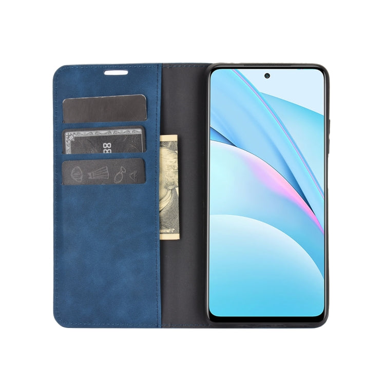 For Xiaomi Mi 10T Lite Retro-skin Business Magnetic Suction Leather Case with Holder & Card Slots & Wallet