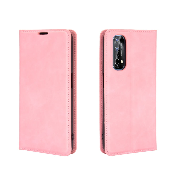 For OPPO Realme 7 Retro-skin Business Magnetic Suction Leather Case with Holder & Card Slots & Wallet