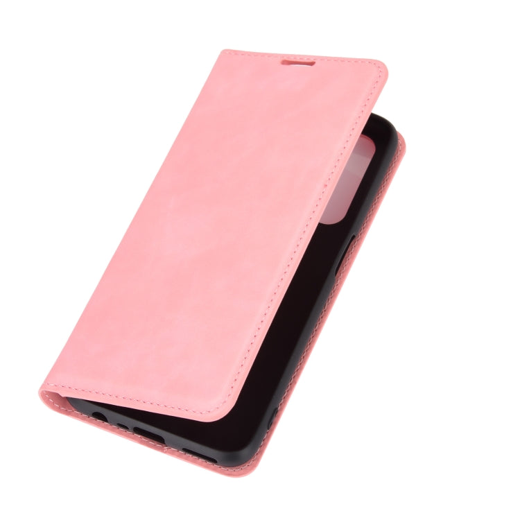 For OPPO Realme 7 Retro-skin Business Magnetic Suction Leather Case with Holder & Card Slots & Wallet