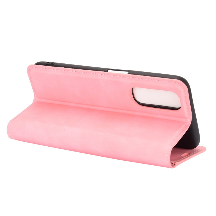 For OPPO Realme 7 Retro-skin Business Magnetic Suction Leather Case with Holder & Card Slots & Wallet