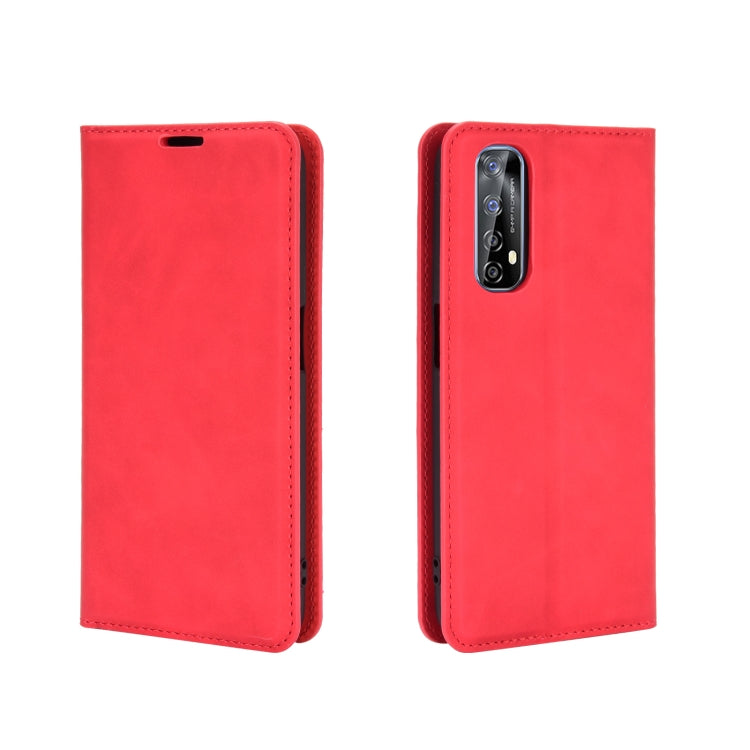 For OPPO Realme 7 Retro-skin Business Magnetic Suction Leather Case with Holder & Card Slots & Wallet