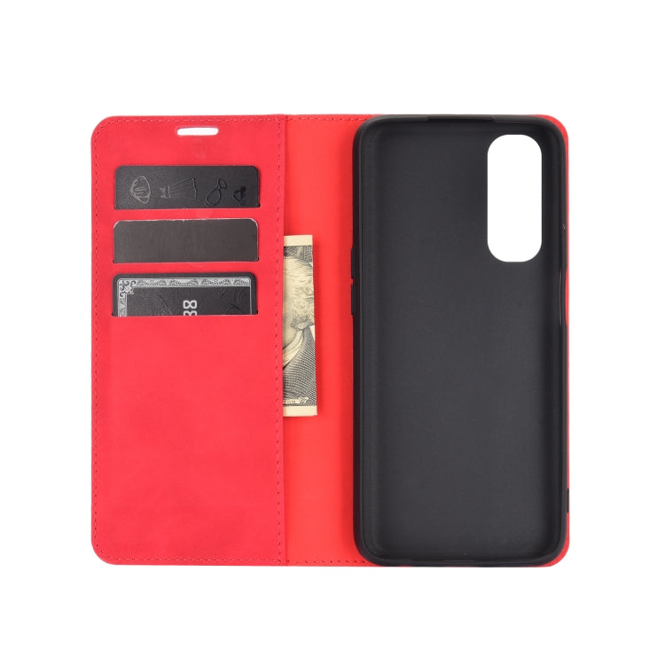 For OPPO Realme 7 Retro-skin Business Magnetic Suction Leather Case with Holder & Card Slots & Wallet