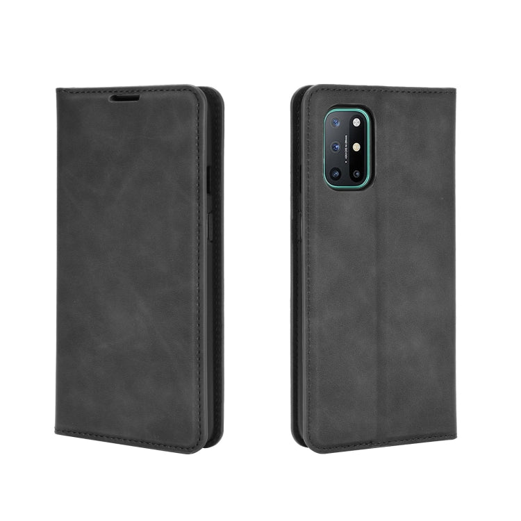 For OnePlus 8T Retro-skin Business Magnetic Suction Leather Case with Holder & Card Slots & Wallet