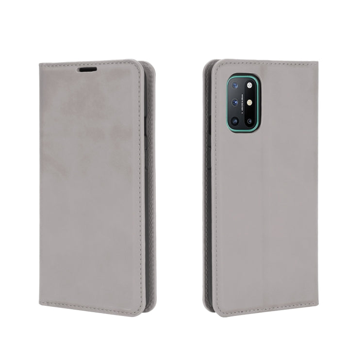 For OnePlus 8T Retro-skin Business Magnetic Suction Leather Case with Holder & Card Slots & Wallet