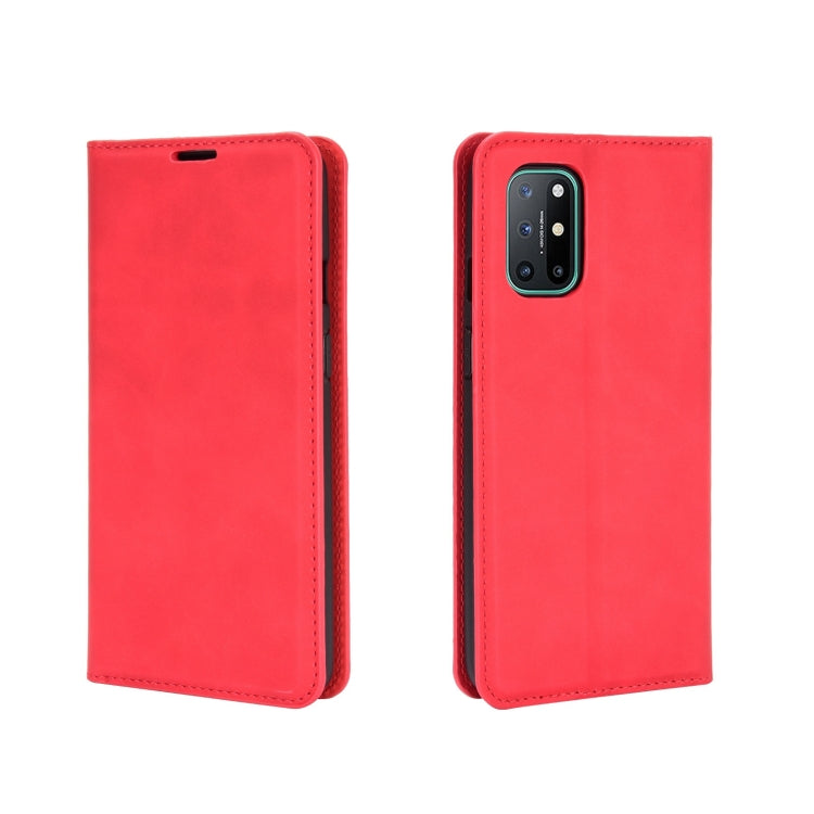 For OnePlus 8T Retro-skin Business Magnetic Suction Leather Case with Holder & Card Slots & Wallet