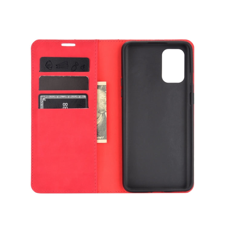 For OnePlus 8T Retro-skin Business Magnetic Suction Leather Case with Holder & Card Slots & Wallet