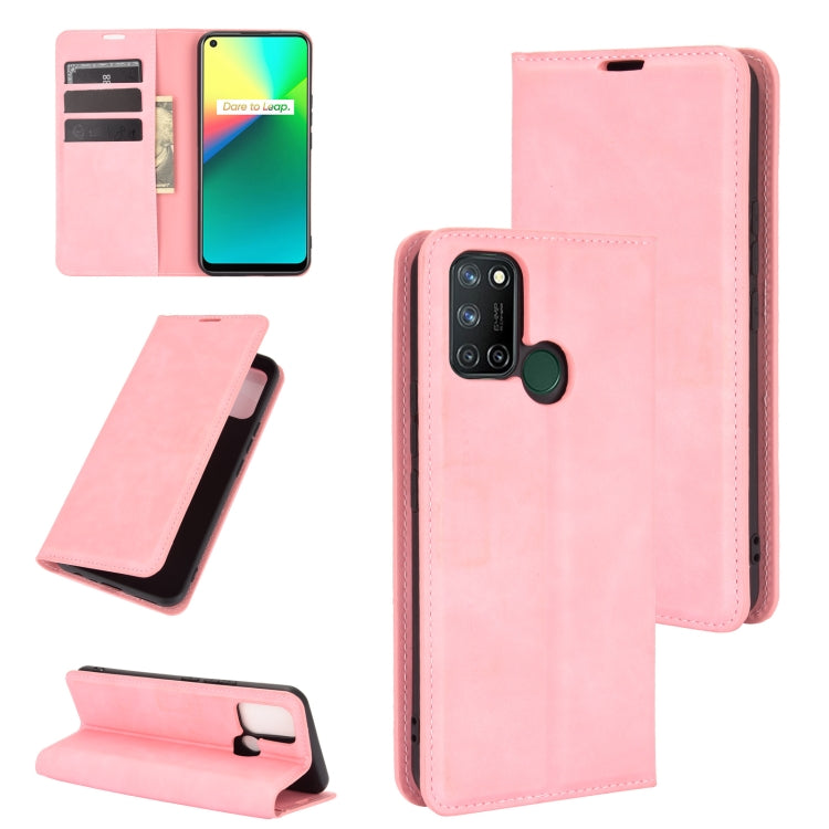 For OPPO Realme 7i / Realme C17 Retro-skin Business Magnetic Suction Leather Case with Holder & Card Slots & Wallet