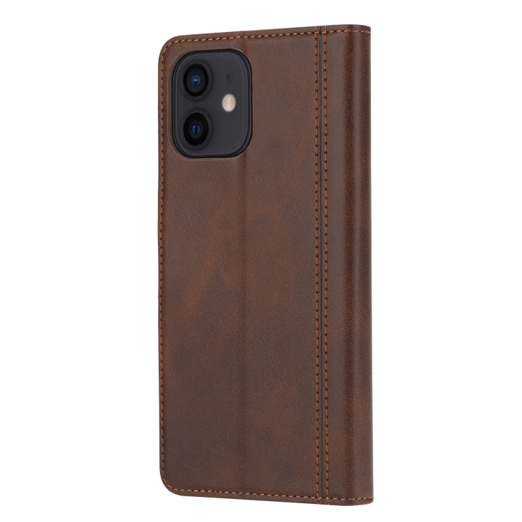 For iPhone 12 mini Calf Texture Double Fold Clasp Horizontal Flip Leather Case with Photo Frame & Holder & Card Slots & Wallet