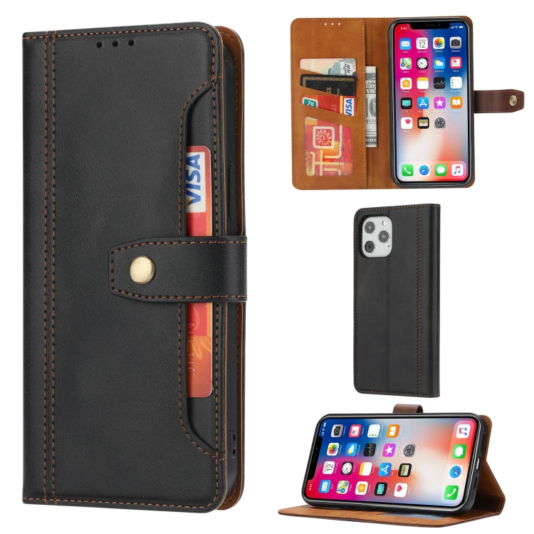 For iPhone 12 / 12 Pro Calf Texture Double Fold Clasp Horizontal Flip Leather Case with Photo Frame & Holder & Card Slots & Wallet