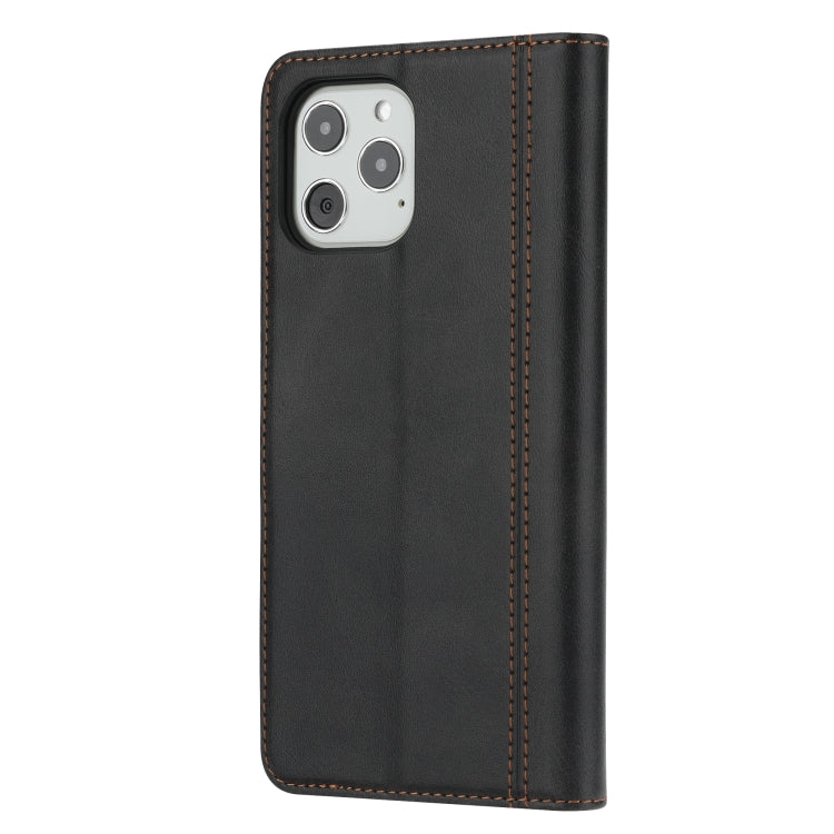 For iPhone 12 / 12 Pro Calf Texture Double Fold Clasp Horizontal Flip Leather Case with Photo Frame & Holder & Card Slots & Wallet