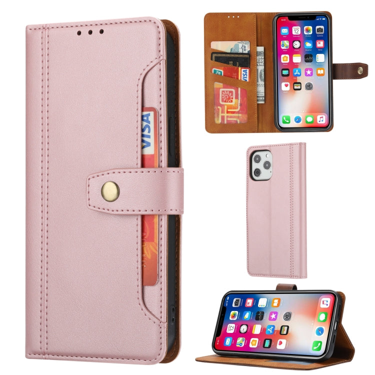 For iPhone 12 / 12 Pro Calf Texture Double Fold Clasp Horizontal Flip Leather Case with Photo Frame & Holder & Card Slots & Wallet