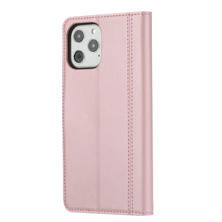 For iPhone 12 / 12 Pro Calf Texture Double Fold Clasp Horizontal Flip Leather Case with Photo Frame & Holder & Card Slots & Wallet