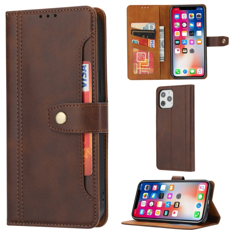 For iPhone 12 / 12 Pro Calf Texture Double Fold Clasp Horizontal Flip Leather Case with Photo Frame & Holder & Card Slots & Wallet