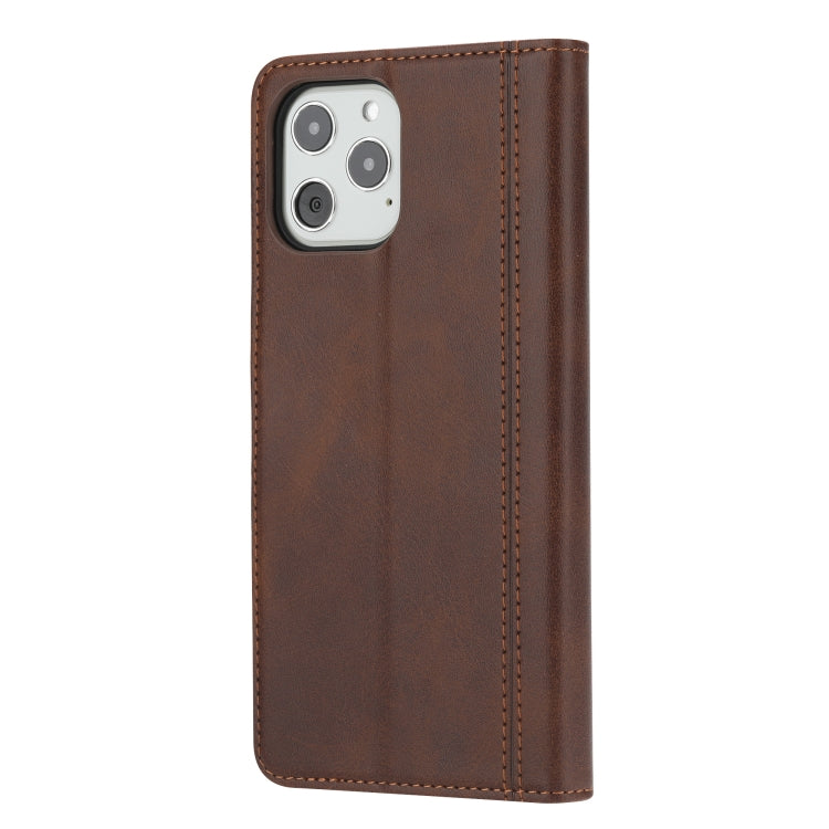 For iPhone 12 / 12 Pro Calf Texture Double Fold Clasp Horizontal Flip Leather Case with Photo Frame & Holder & Card Slots & Wallet