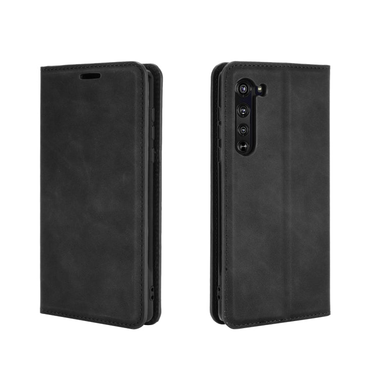 For Motorola Edge Retro-skin Business Magnetic Suction Leather Case with Holder & Card Slots & Wallet