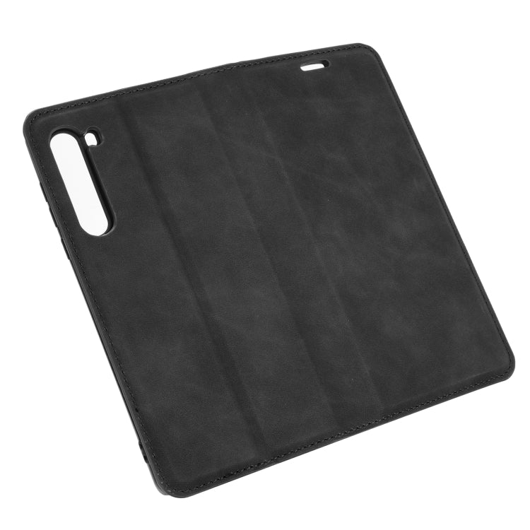 For Motorola Moto Edge Retro-skin Business Magnetic Suction Leather Case with Holder & Card Slots & Wallet