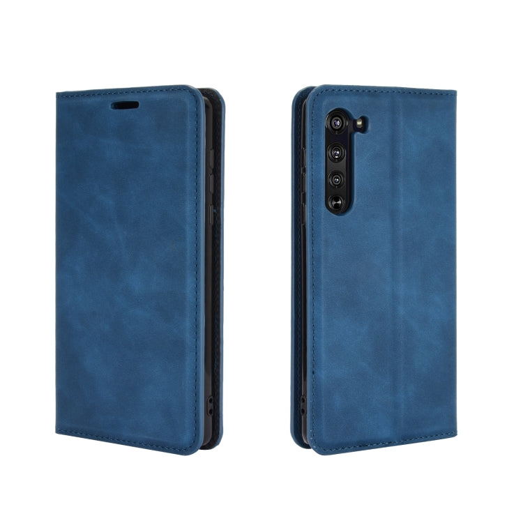 For Motorola Moto Edge Retro-skin Business Magnetic Suction Leather Case with Holder & Card Slots & Wallet