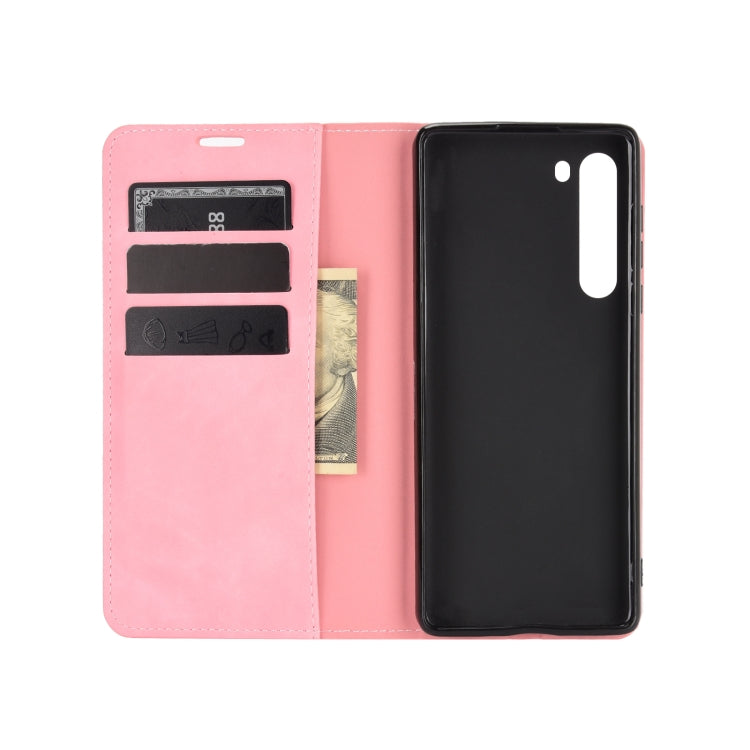 For Motorola Moto Edge Retro-skin Business Magnetic Suction Leather Case with Holder & Card Slots & Wallet