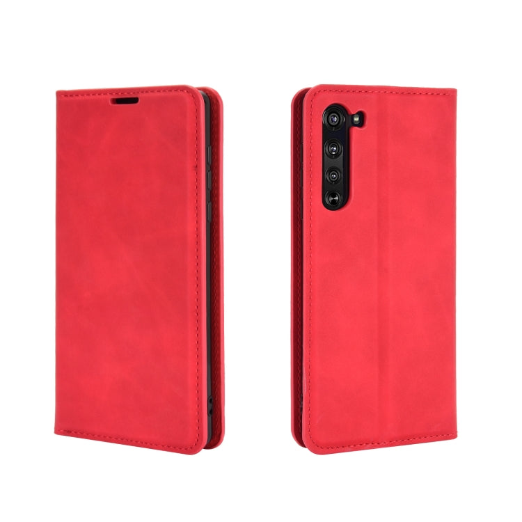 For Motorola Moto Edge Retro-skin Business Magnetic Suction Leather Case with Holder & Card Slots & Wallet