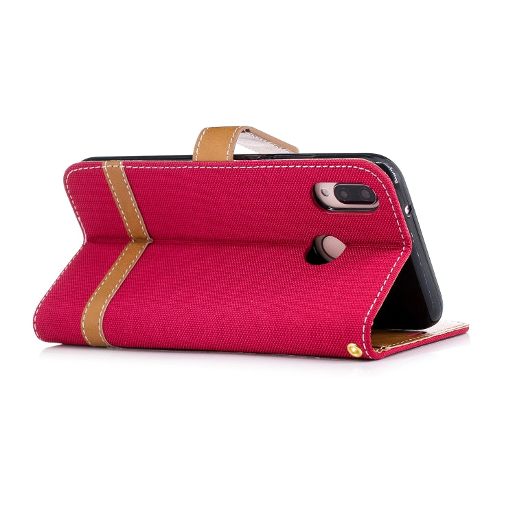 Color Matching Denim Texture Leather Case for Huawei  P20 Lite & Nove 3e , with Holder & Card Slots & Wallet & Lanyard