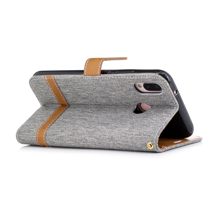 Color Matching Denim Texture Leather Case for Huawei  P20 Lite & Nove 3e , with Holder & Card Slots & Wallet & Lanyard